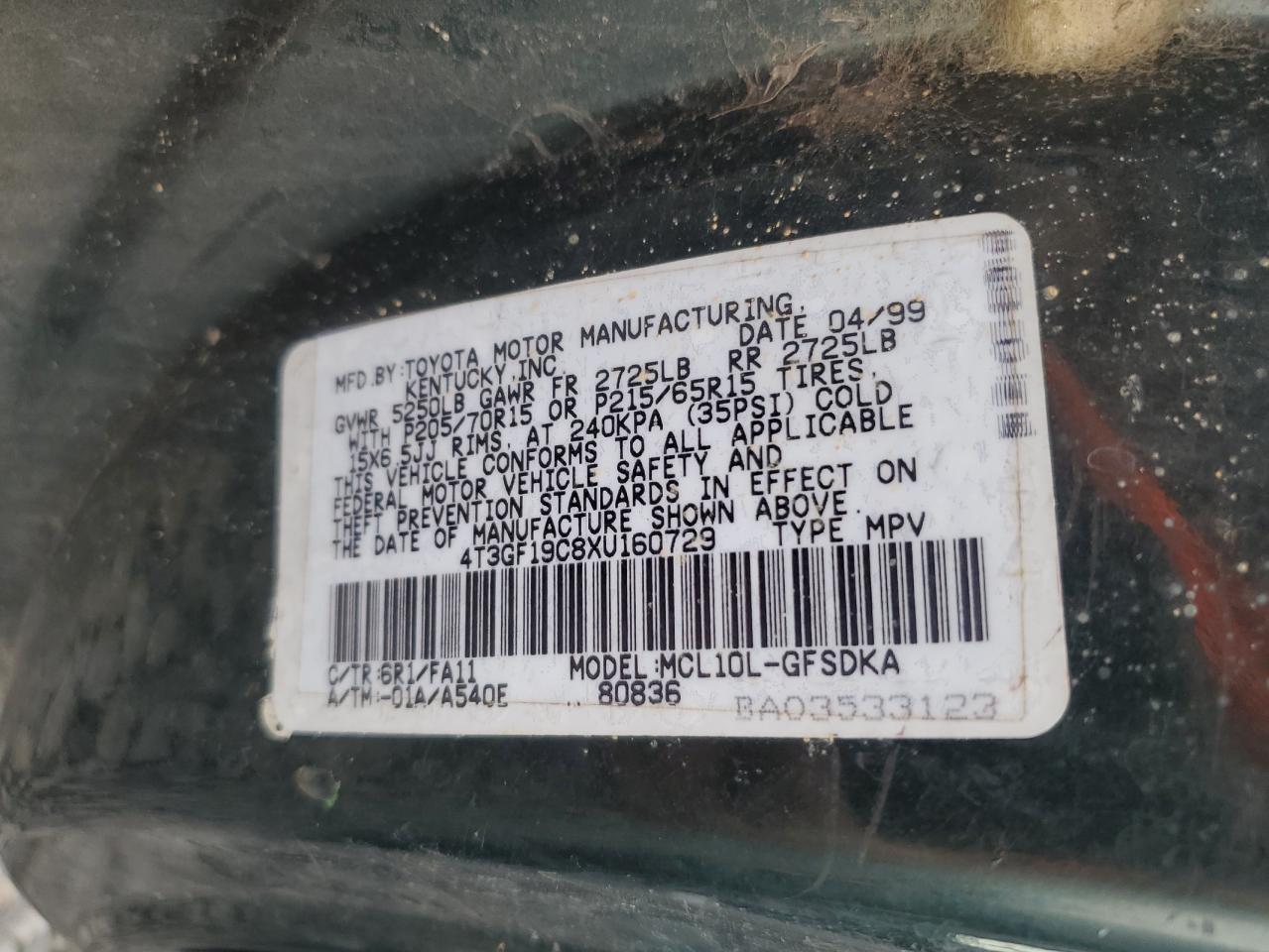 1999 TOYOTA SIENNA