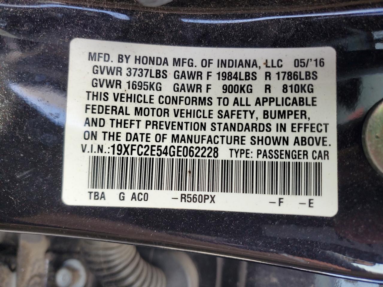 2016 HONDA CIVIC