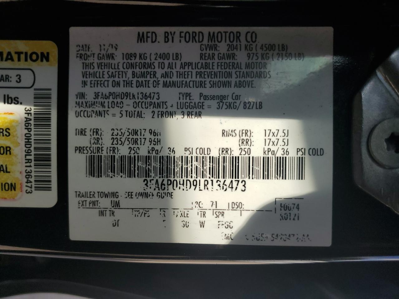 2020 FORD FUSION