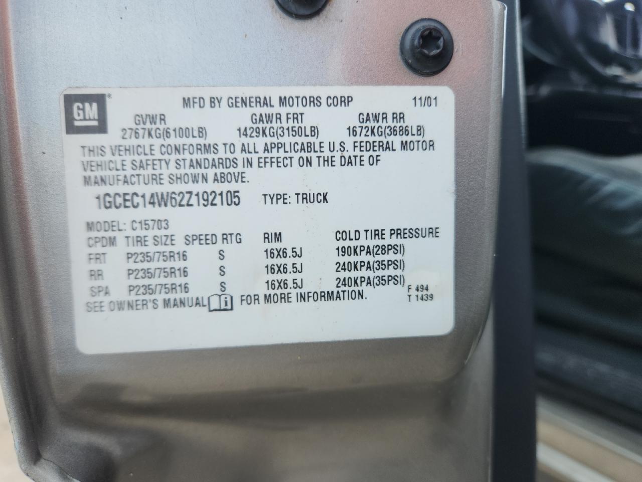 2002 CHEVROLET SILVERADO 1500