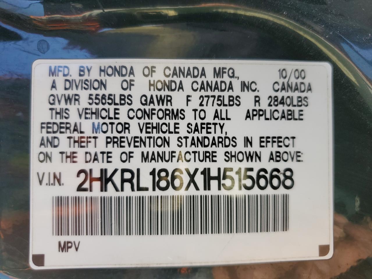 2001 HONDA ODYSSEY