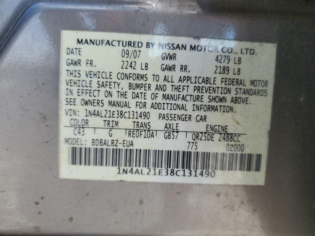 2008 NISSAN ALTIMA