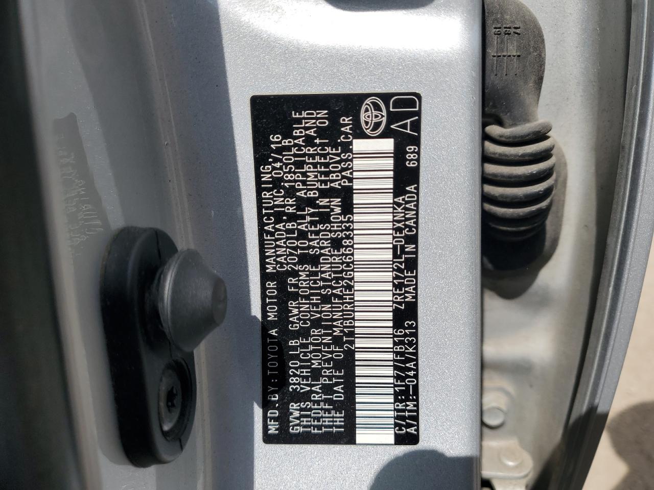2016 TOYOTA COROLLA