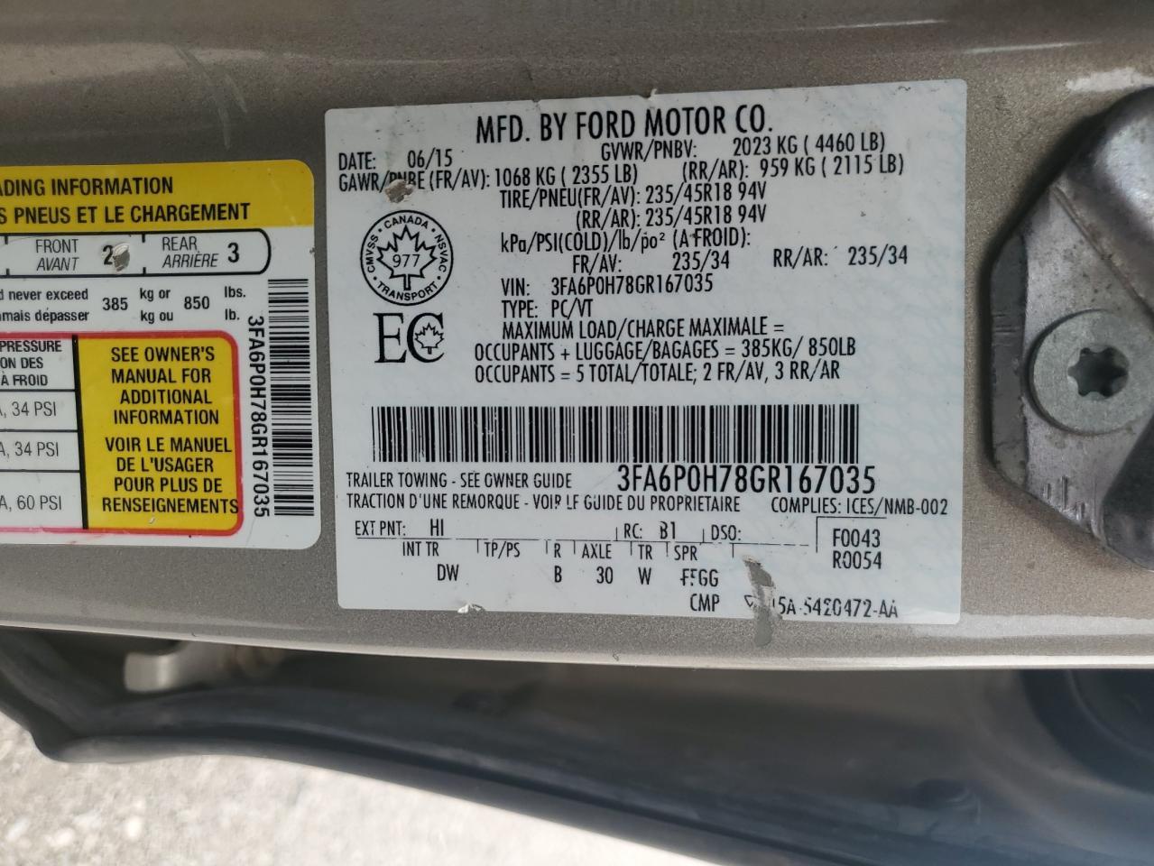 2016 FORD FUSION