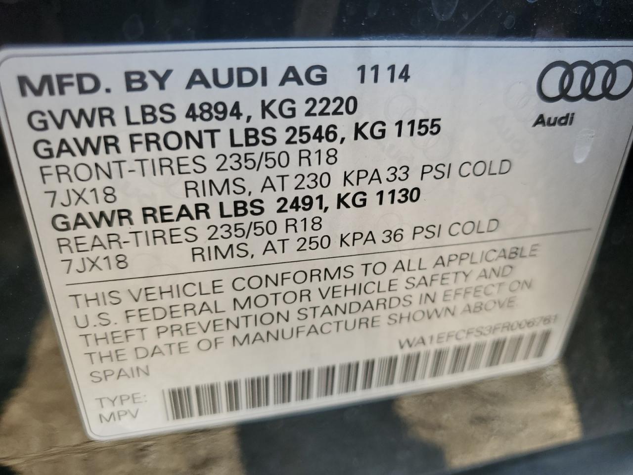 2015 AUDI Q3