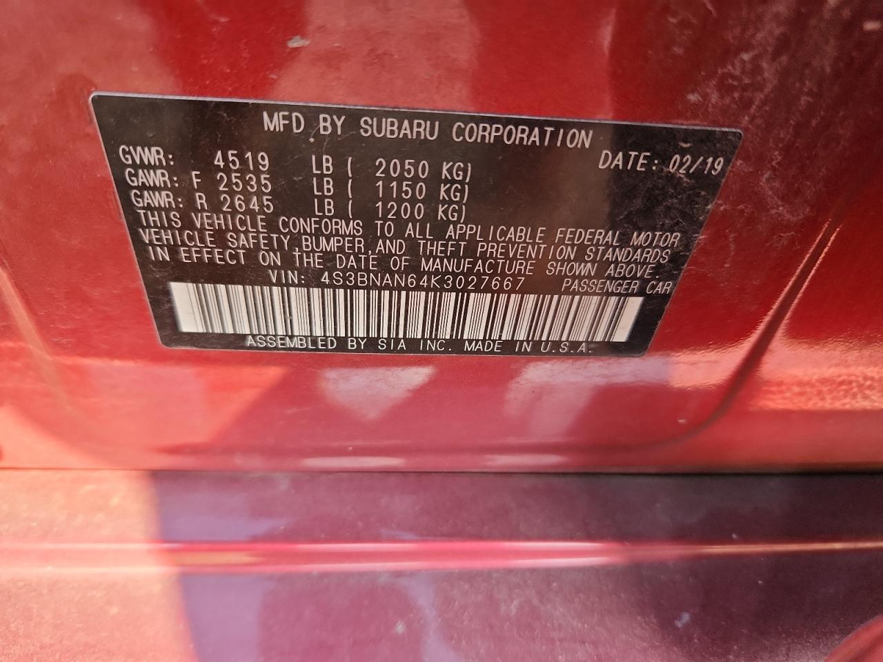 2019 SUBARU Legacy