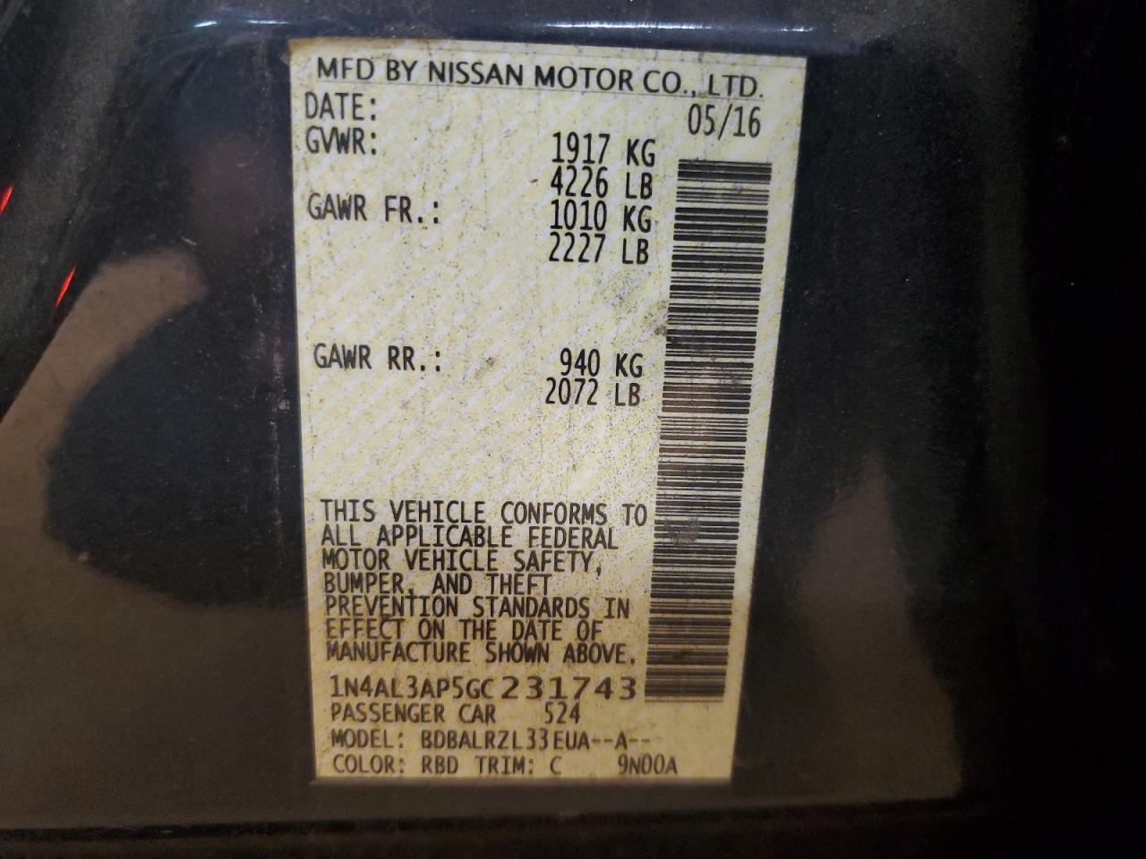 2016 NISSAN ALTIMA