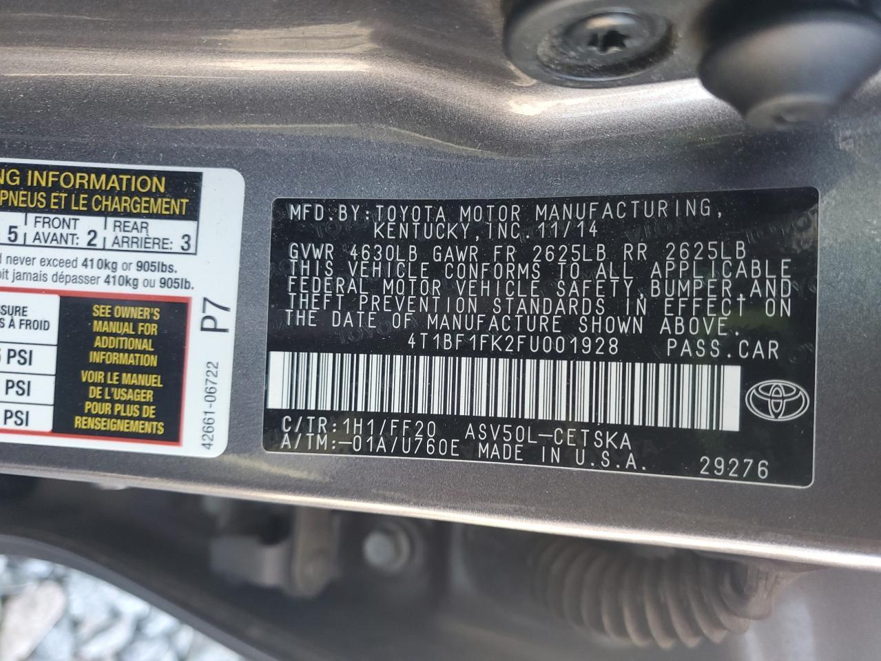 2015 TOYOTA CAMRY