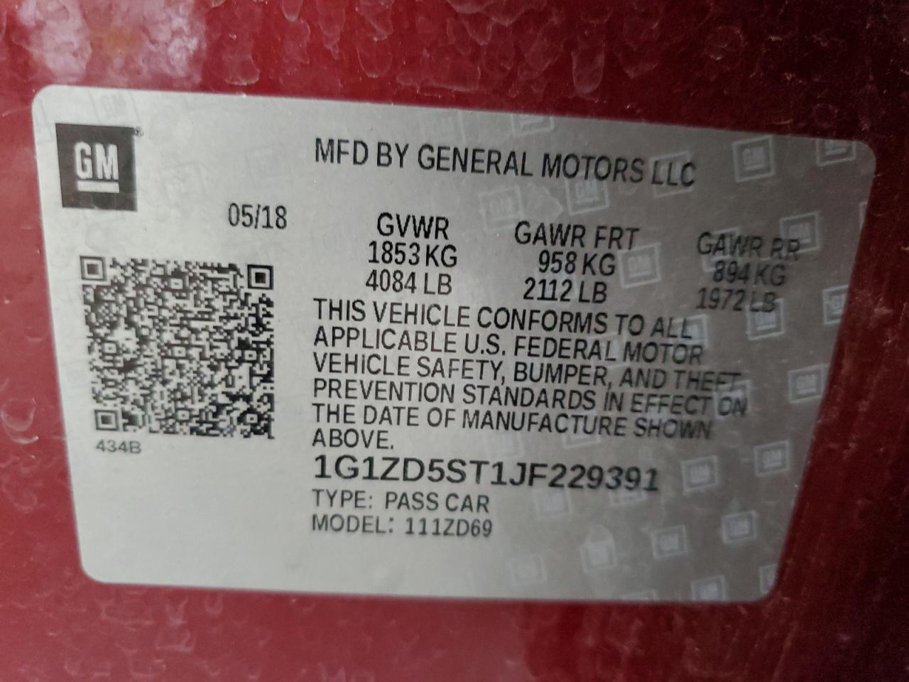 2018 CHEVROLET MALIBU