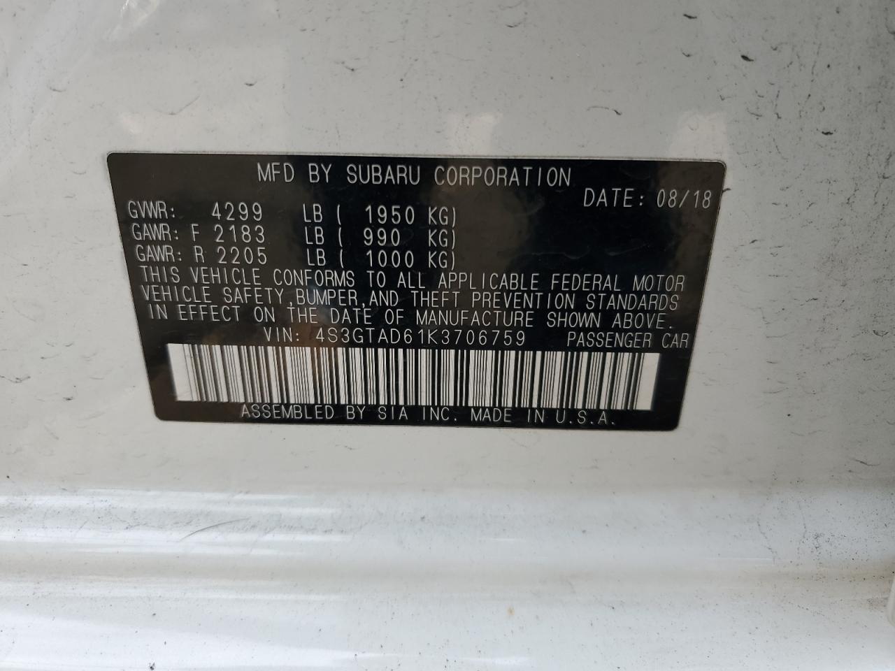 2019 SUBARU IMPREZA
