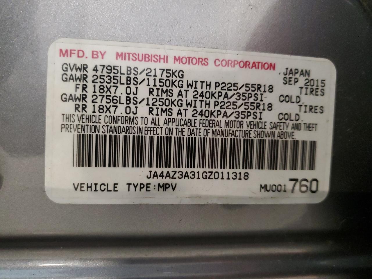 2016 MITSUBISHI outlander