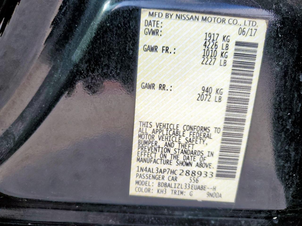 2017 NISSAN ALTIMA