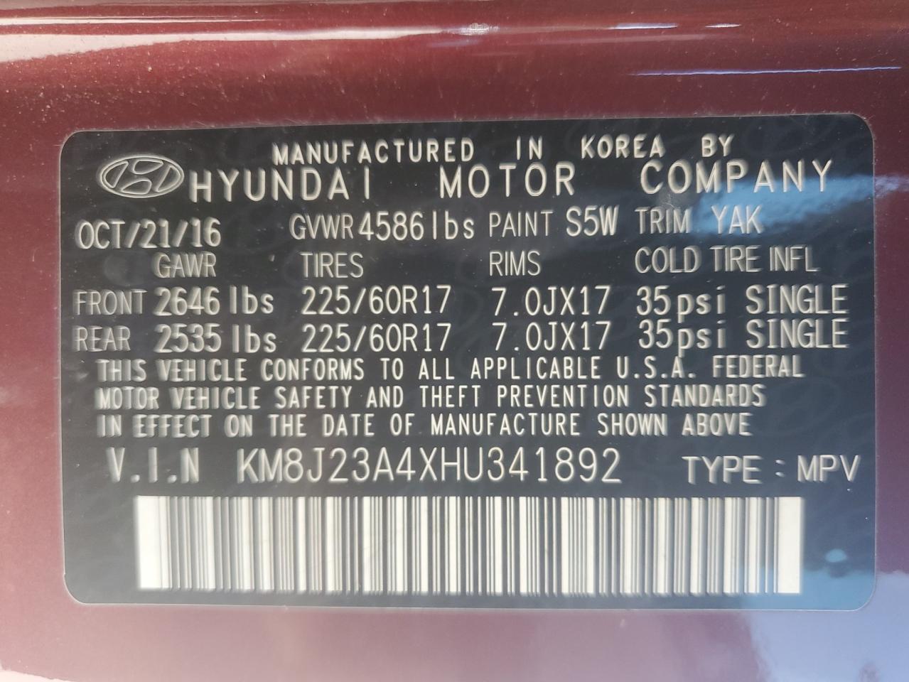 2017 HYUNDAI TUCSON