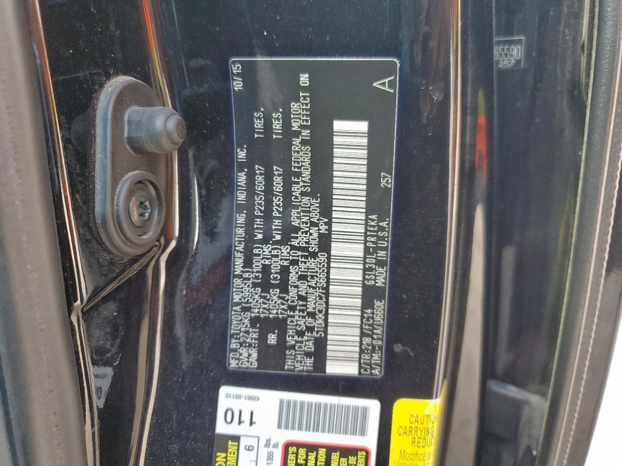 2015 TOYOTA SIENNA