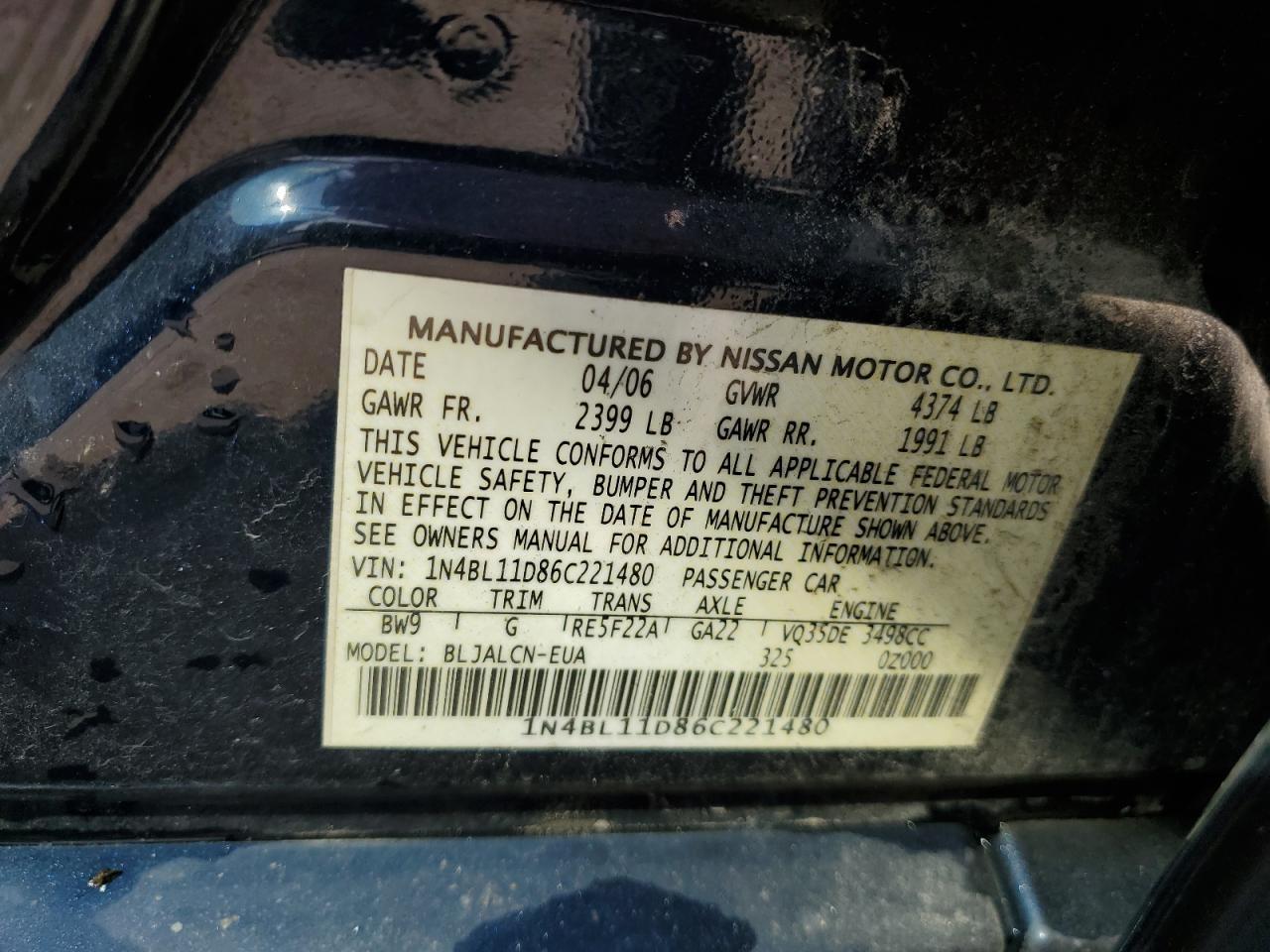 2006 NISSAN ALTIMA