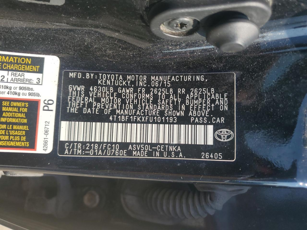 2015 TOYOTA CAMRY