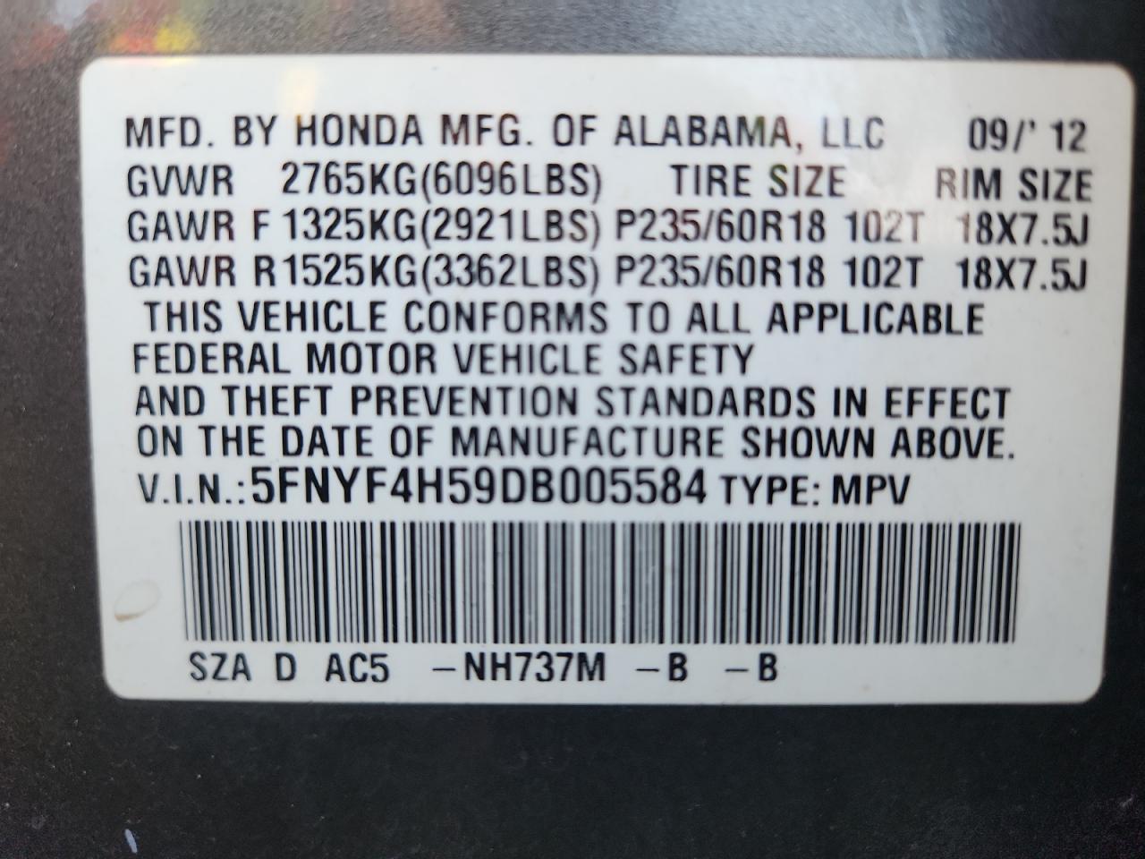 2013 HONDA PILOT