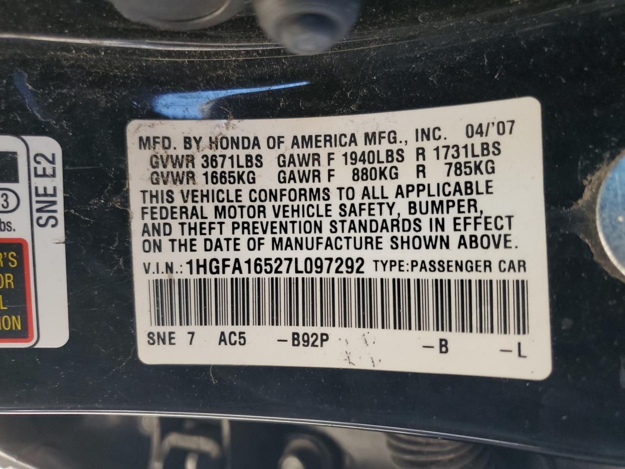 2007 HONDA CIVIC