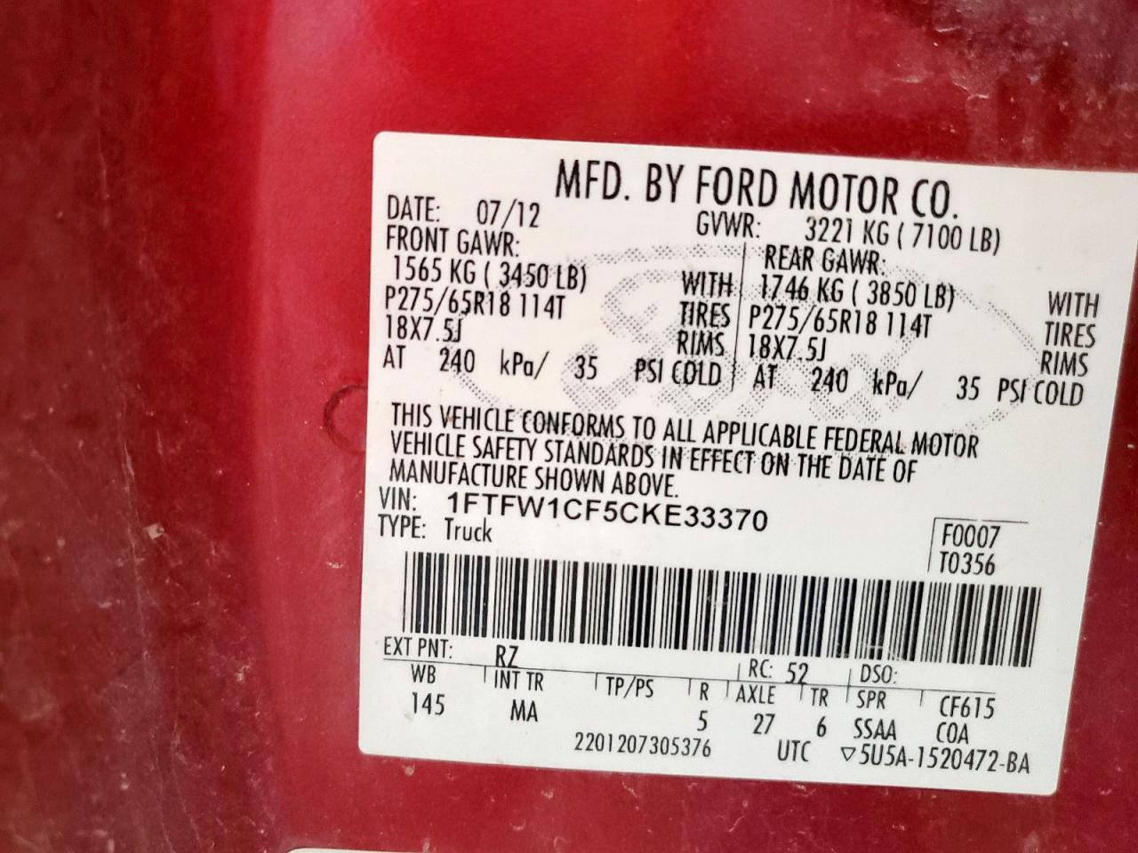 2012 FORD F-150