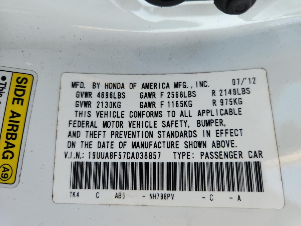 2012 ACURA TL