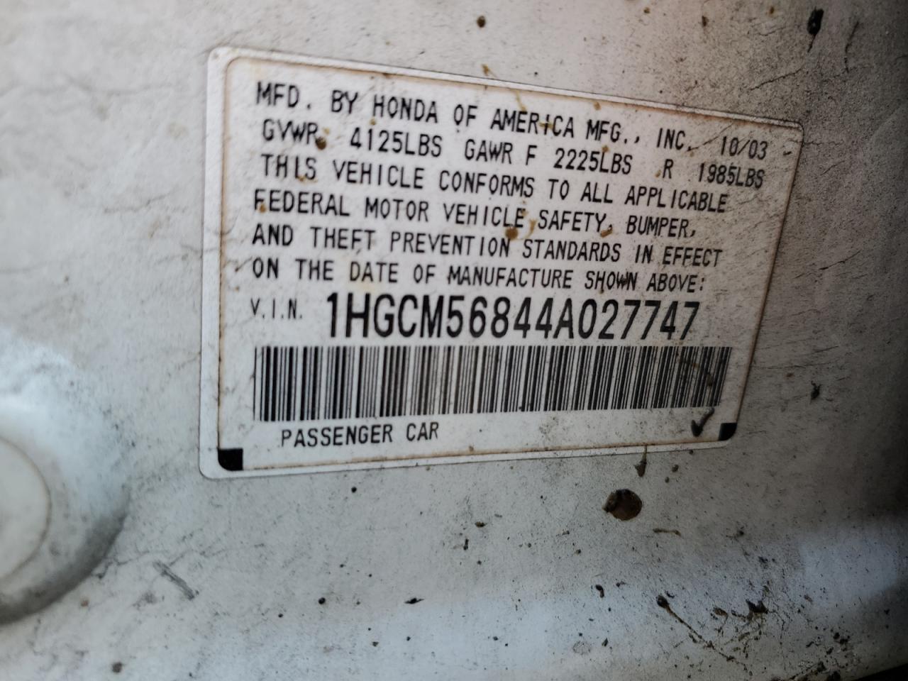 2004 HONDA ACCORD