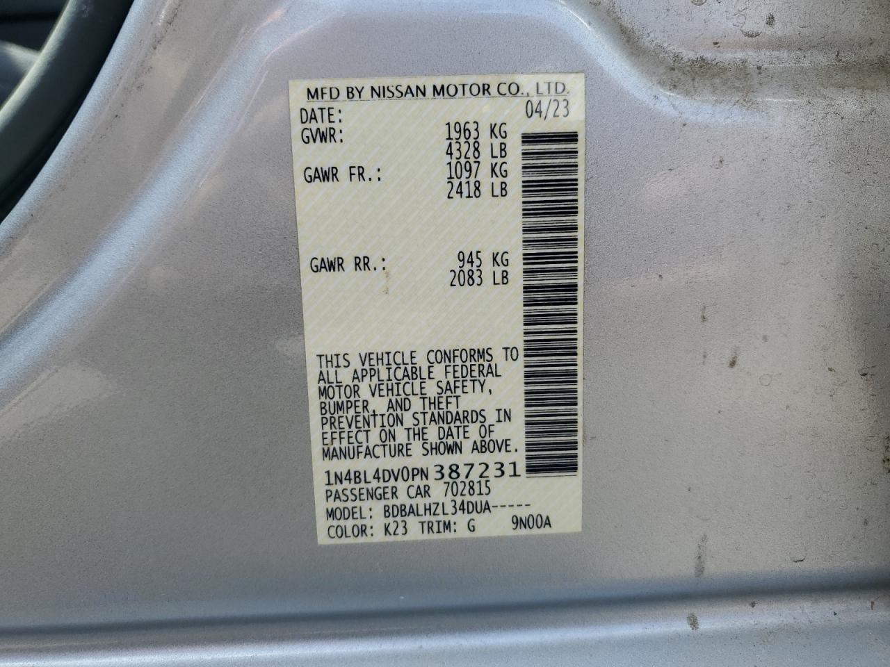 2023 NISSAN ALTIMA
