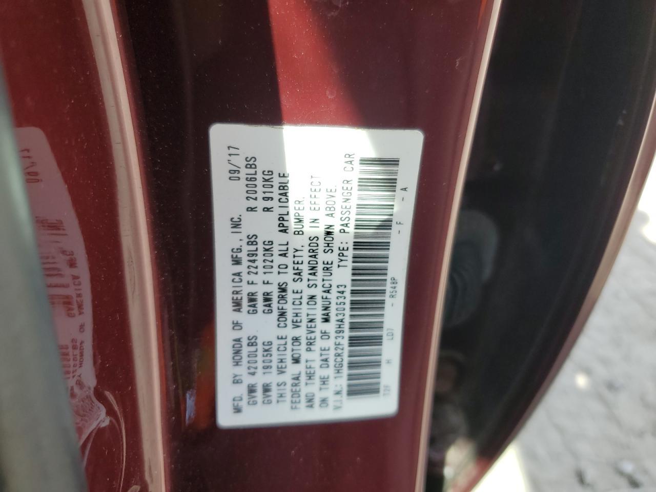 2017 HONDA ACCORD