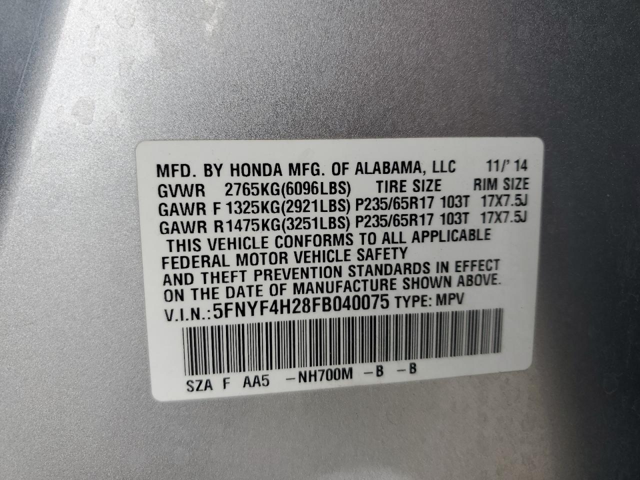 2015 HONDA PILOT