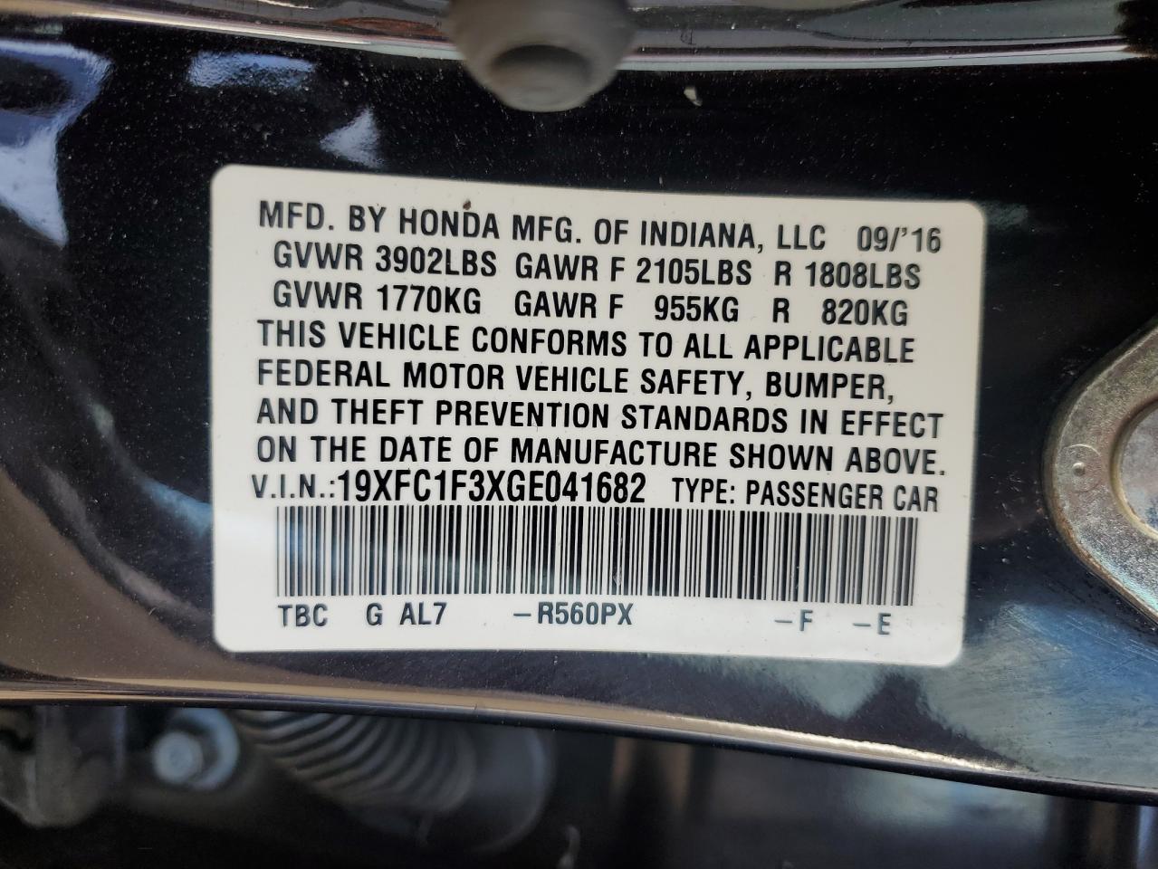 2016 HONDA CIVIC
