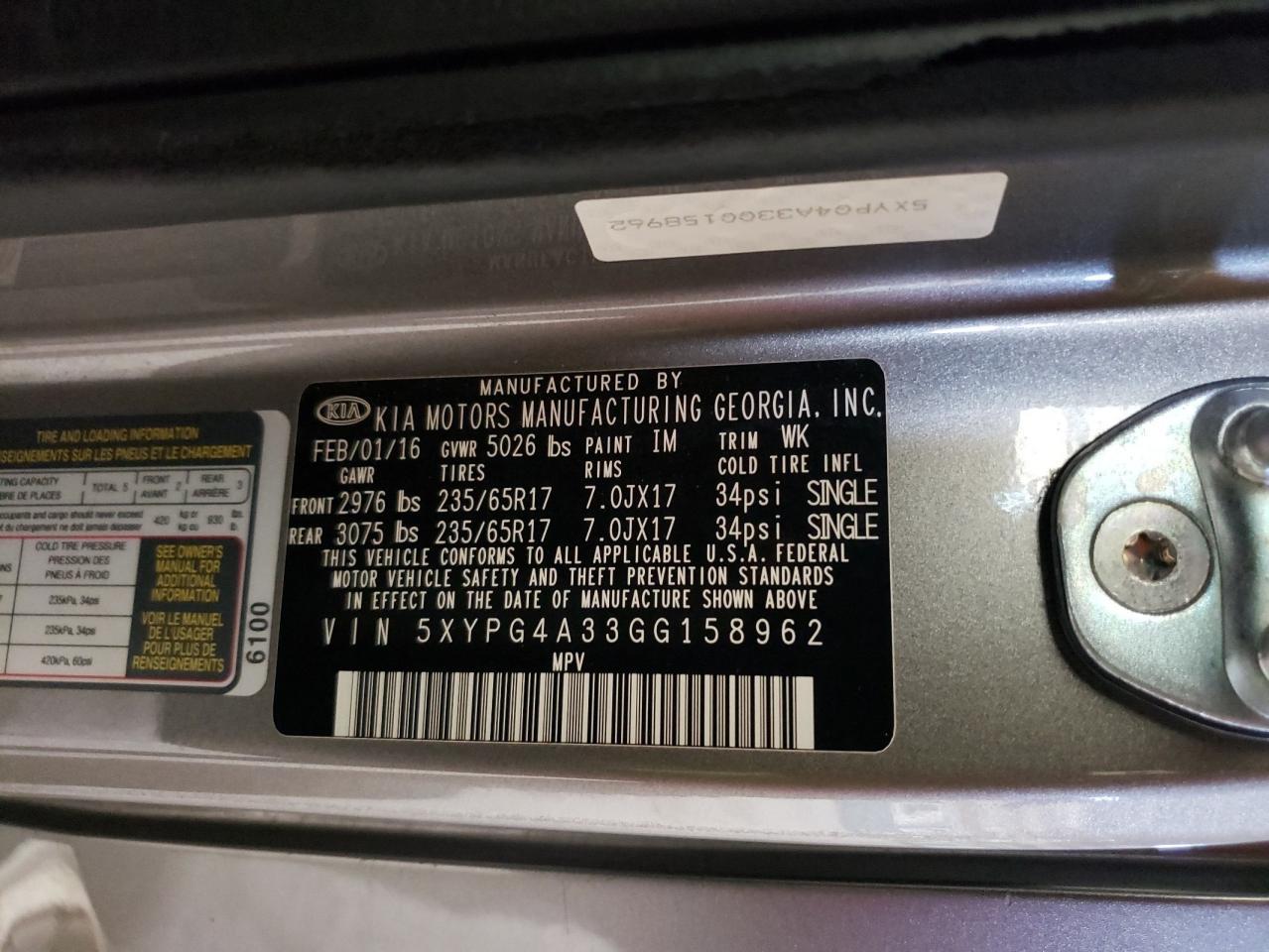 2016 KIA SORENTO