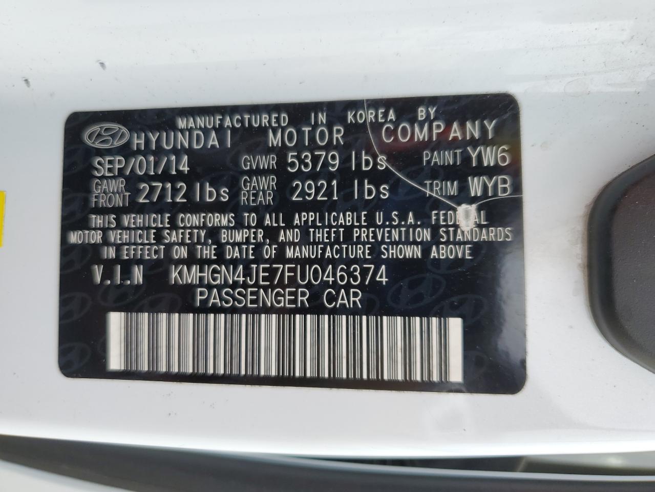 2015 HYUNDAI GENESIS