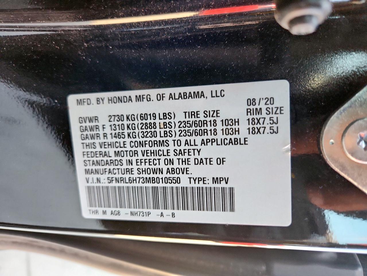 2021 HONDA ODYSSEY