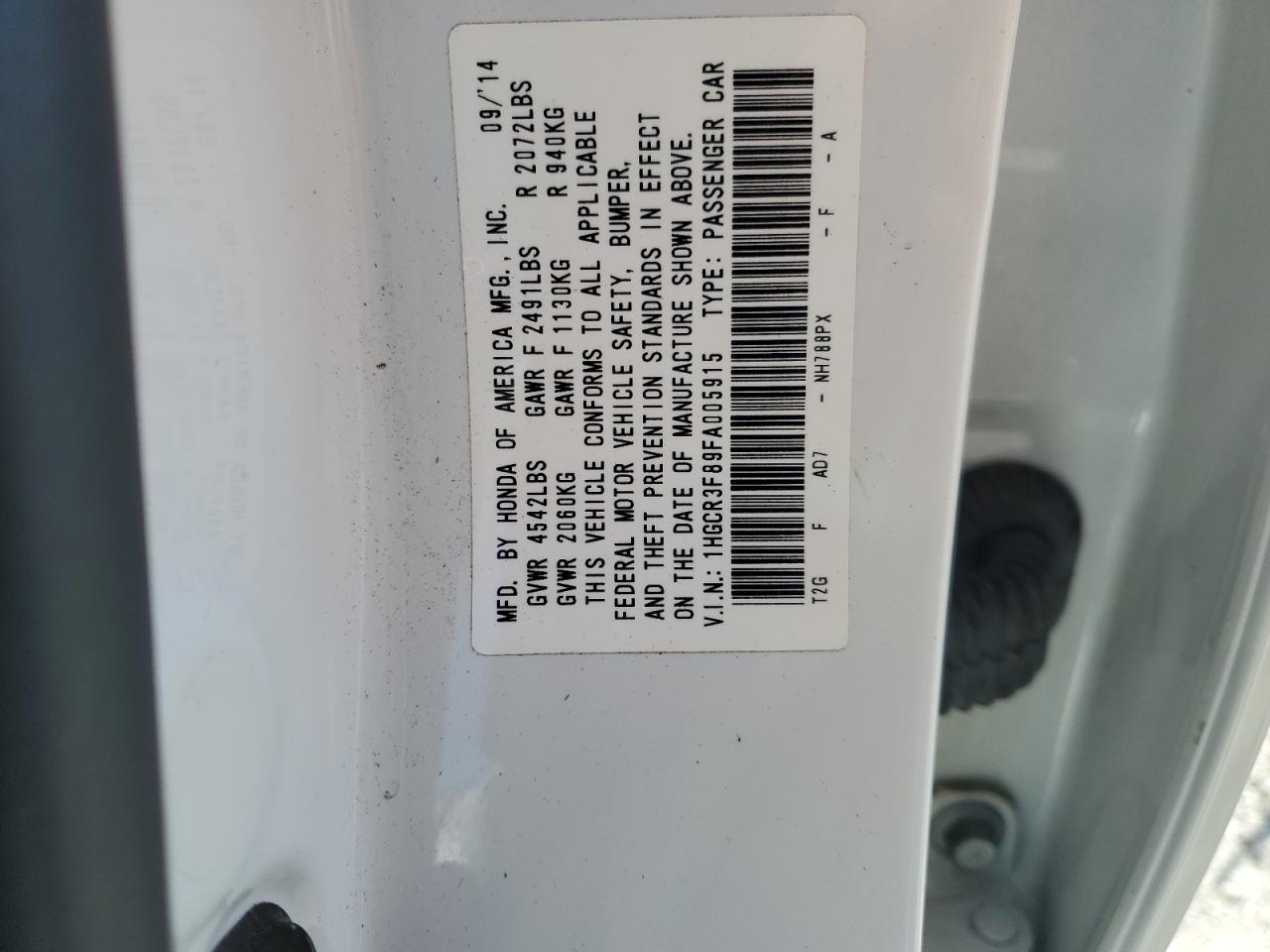 2015 HONDA ACCORD