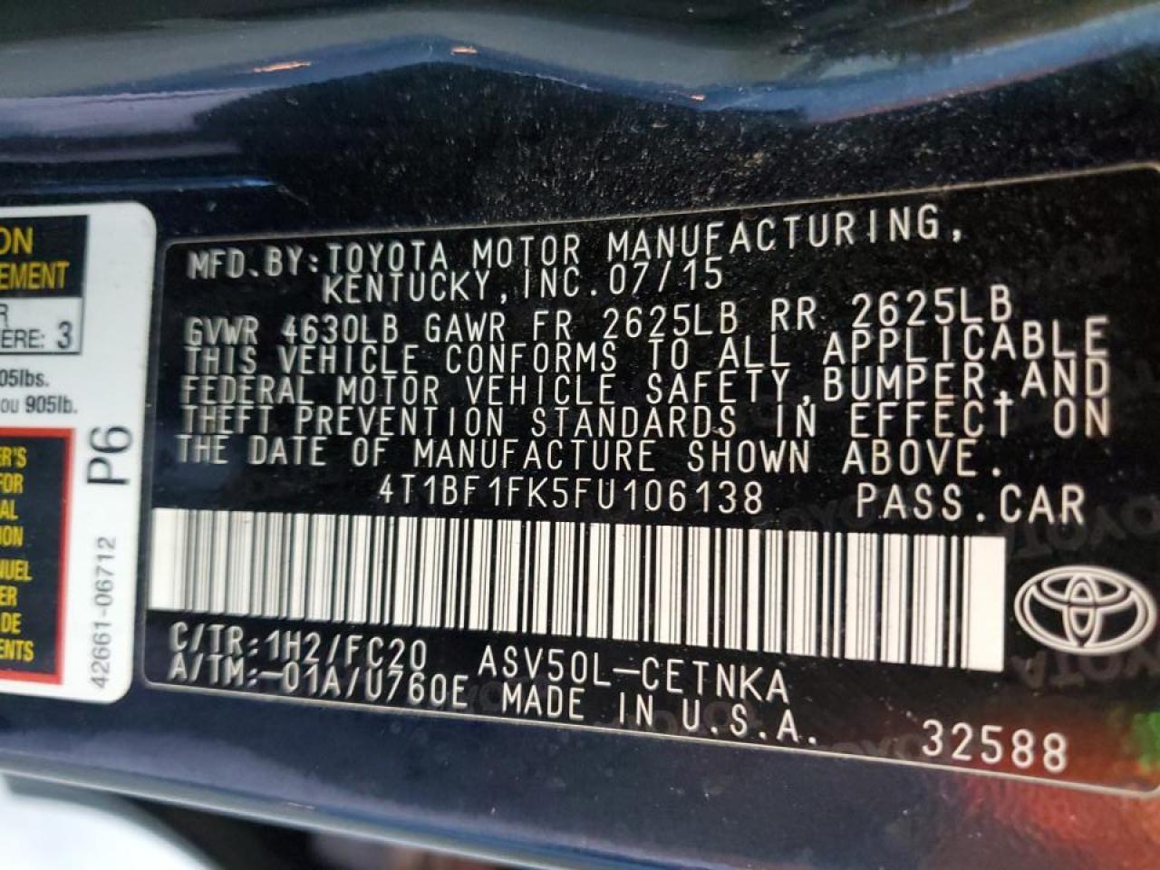 2015 TOYOTA CAMRY