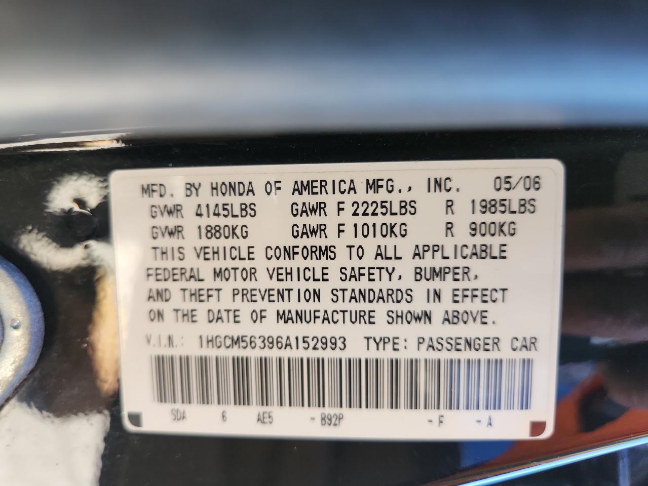 2006 HONDA ACCORD