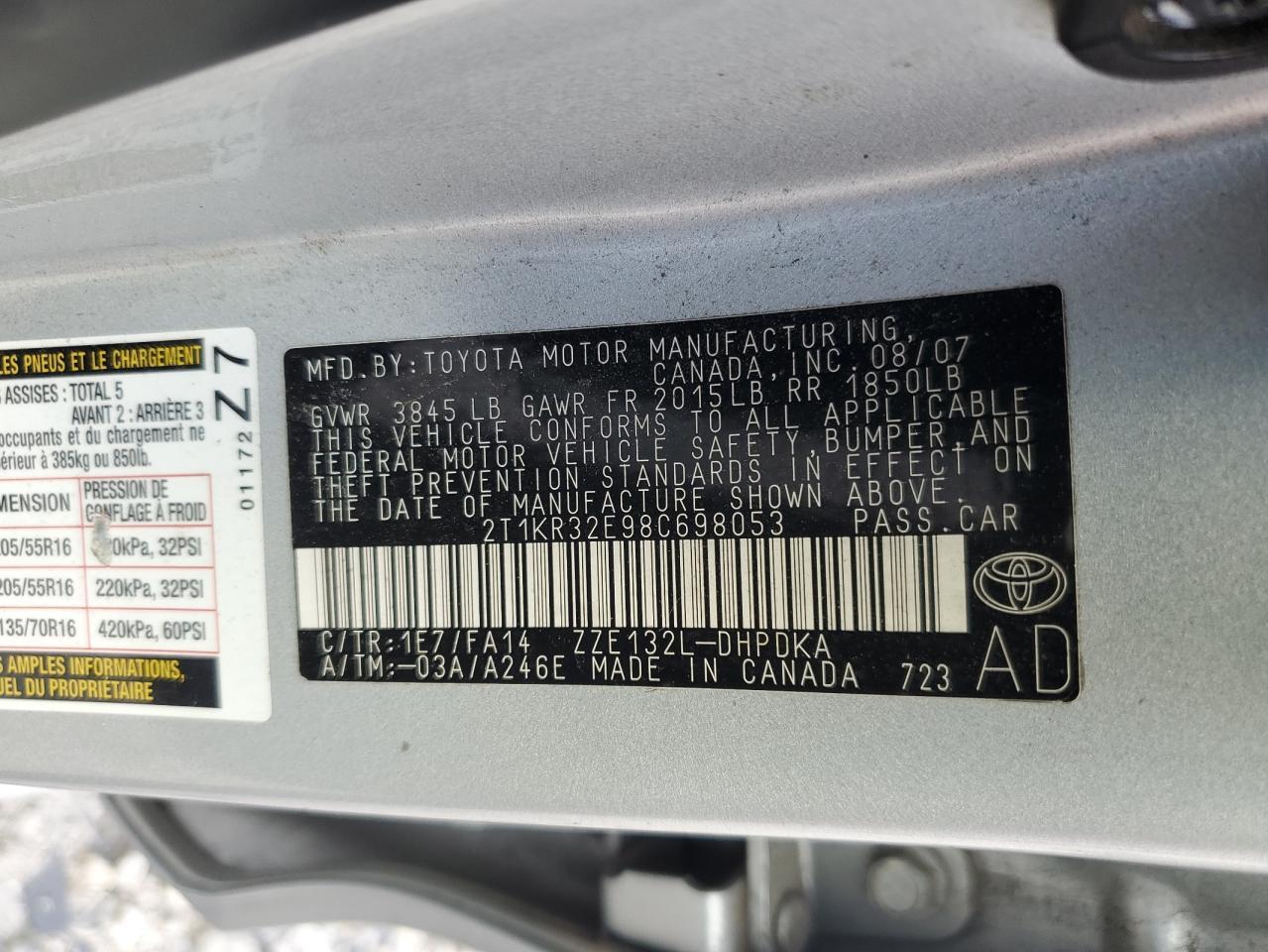 2008 TOYOTA COROLLA
