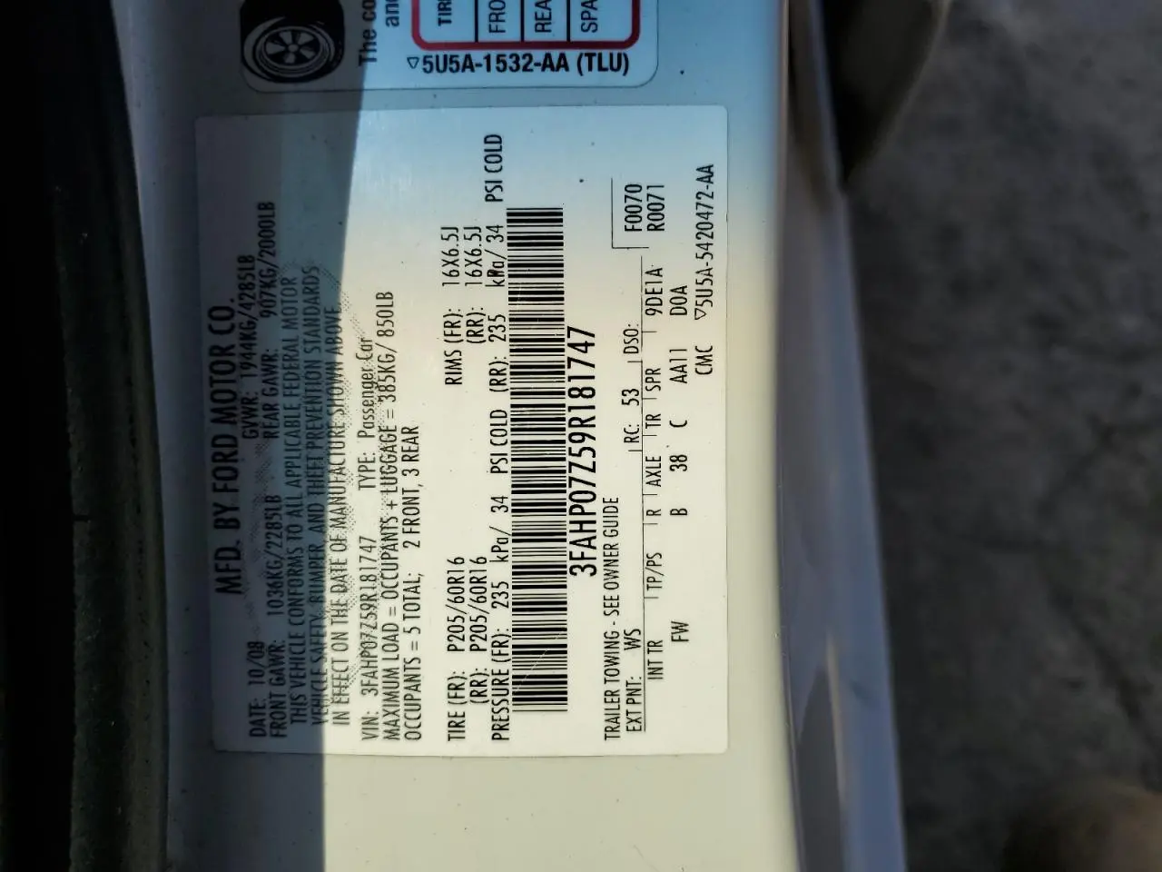 2009 FORD FUSION