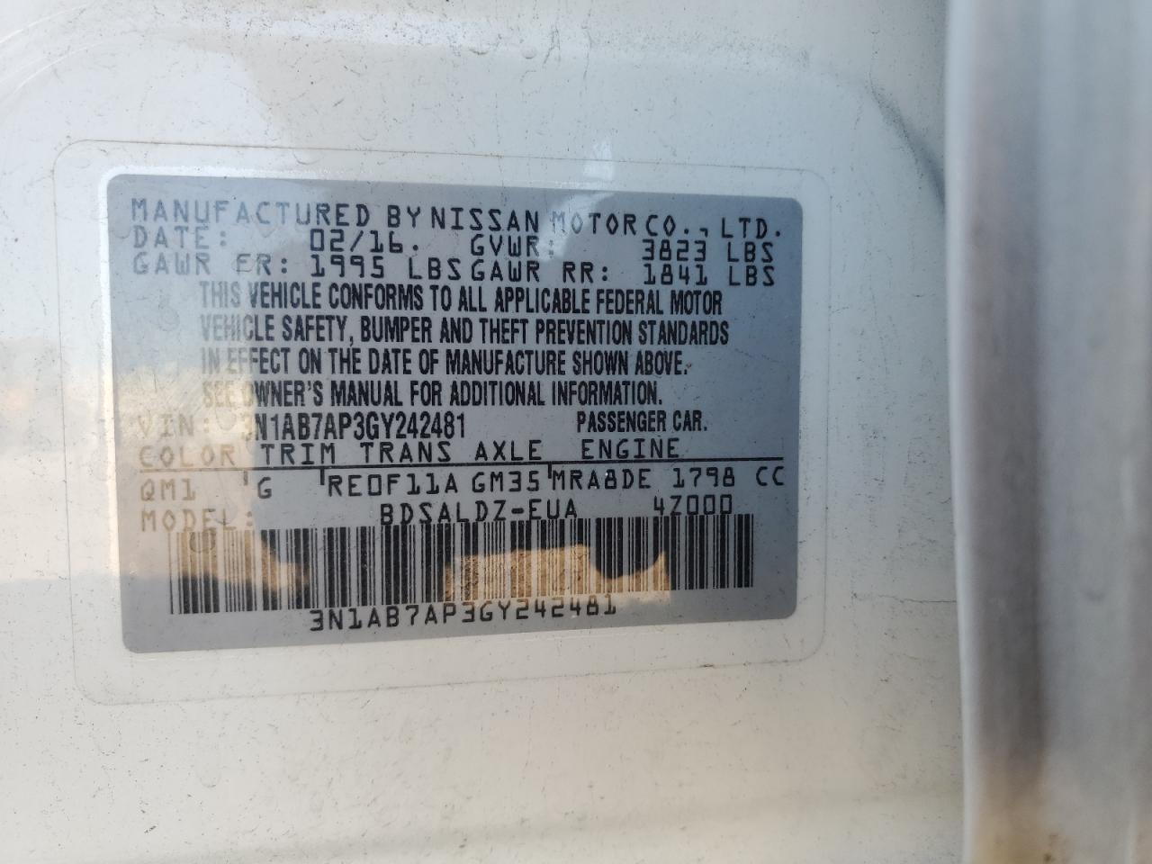 2016 NISSAN SENTRA