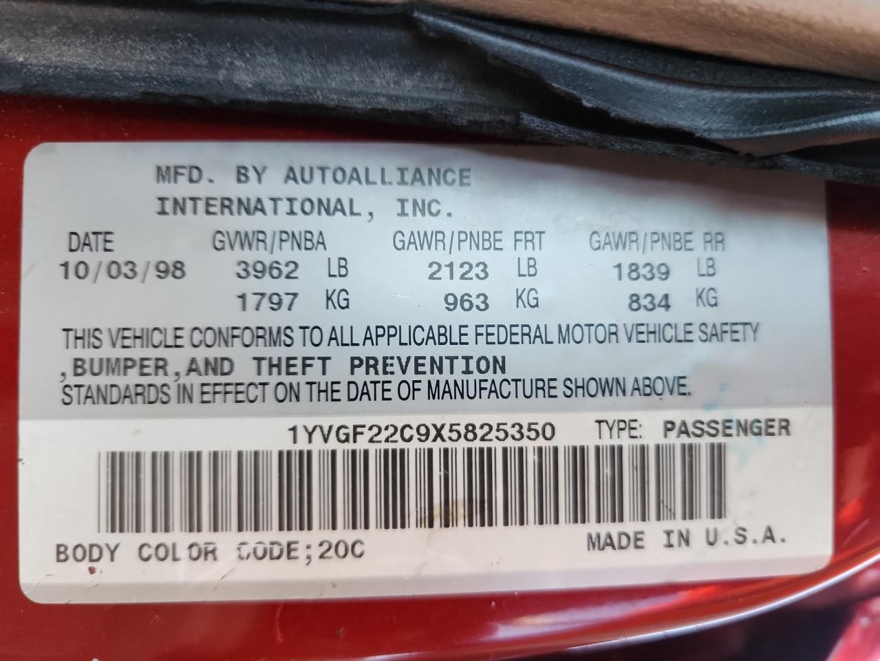 1999 MAZDA 626