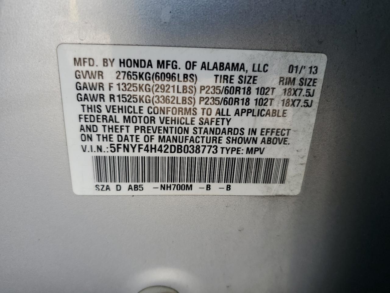 2013 HONDA PILOT