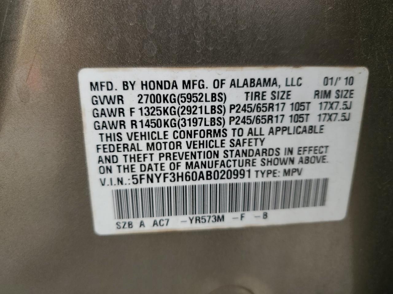 2010 HONDA PILOT