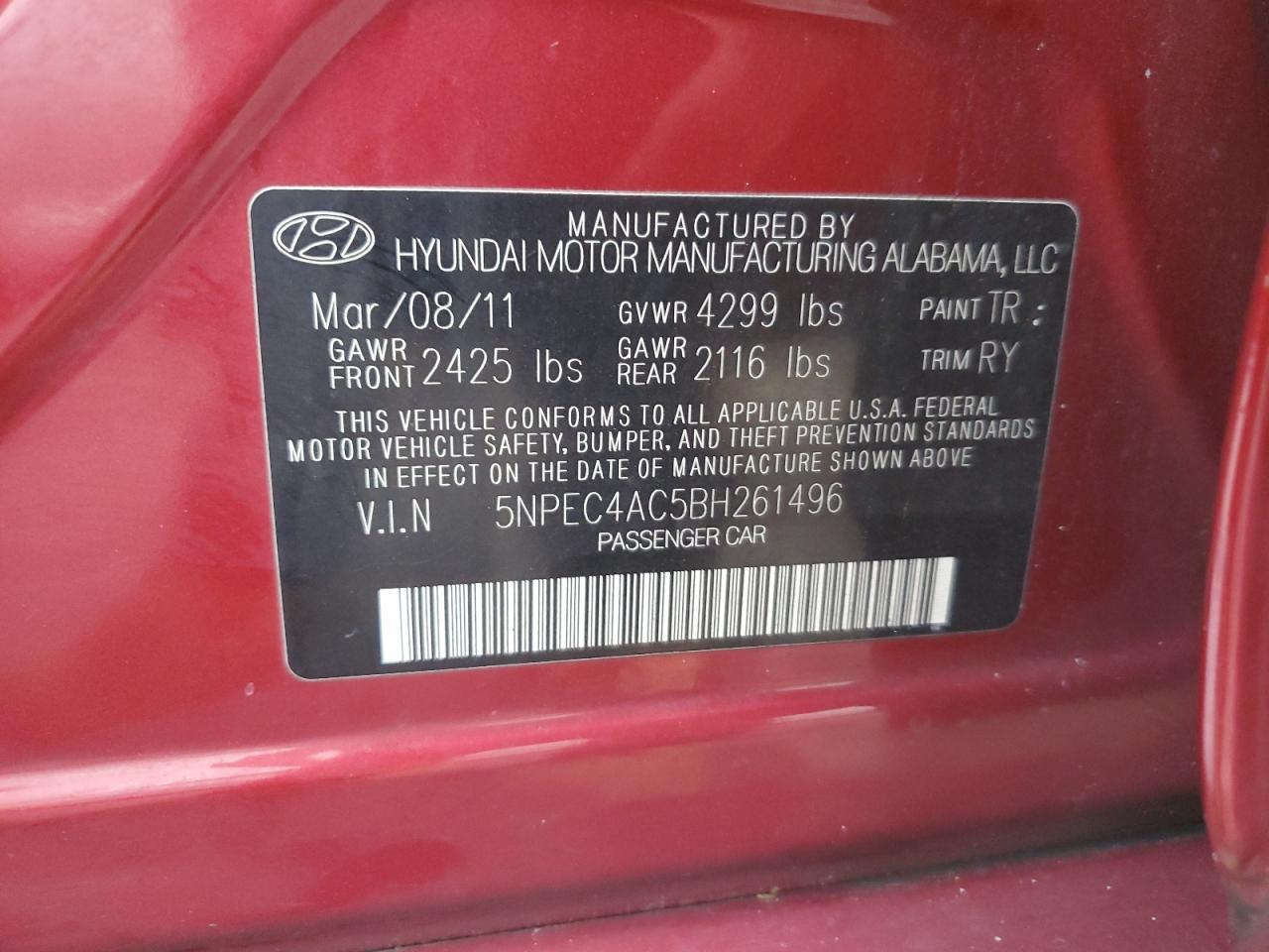 2011 HYUNDAI SONATA