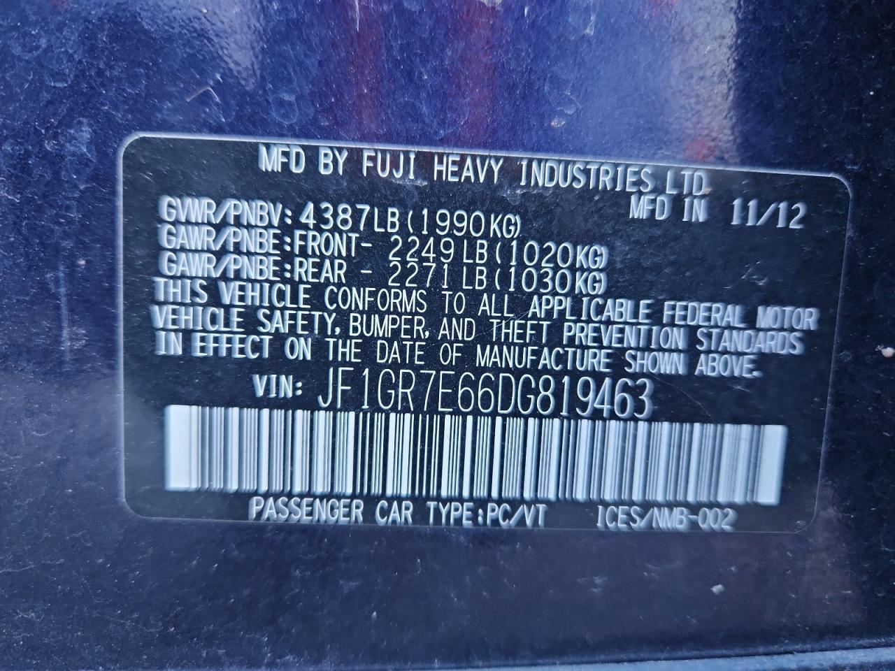 2013 SUBARU IMPREZA