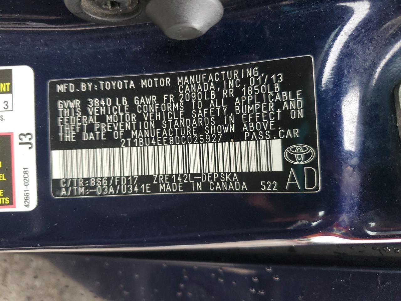 2013 TOYOTA COROLLA