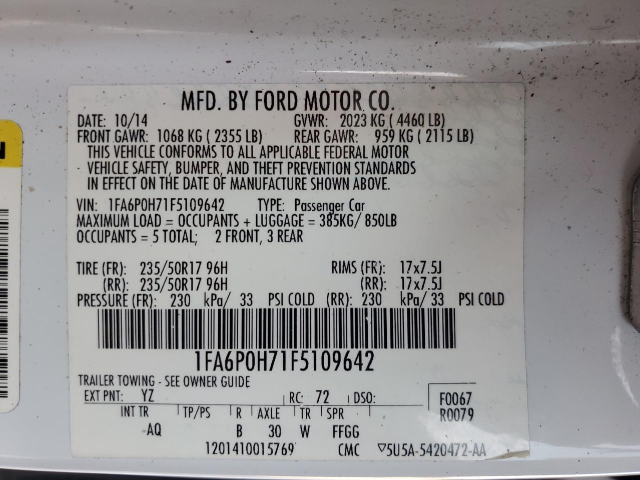 2015 FORD FUSION