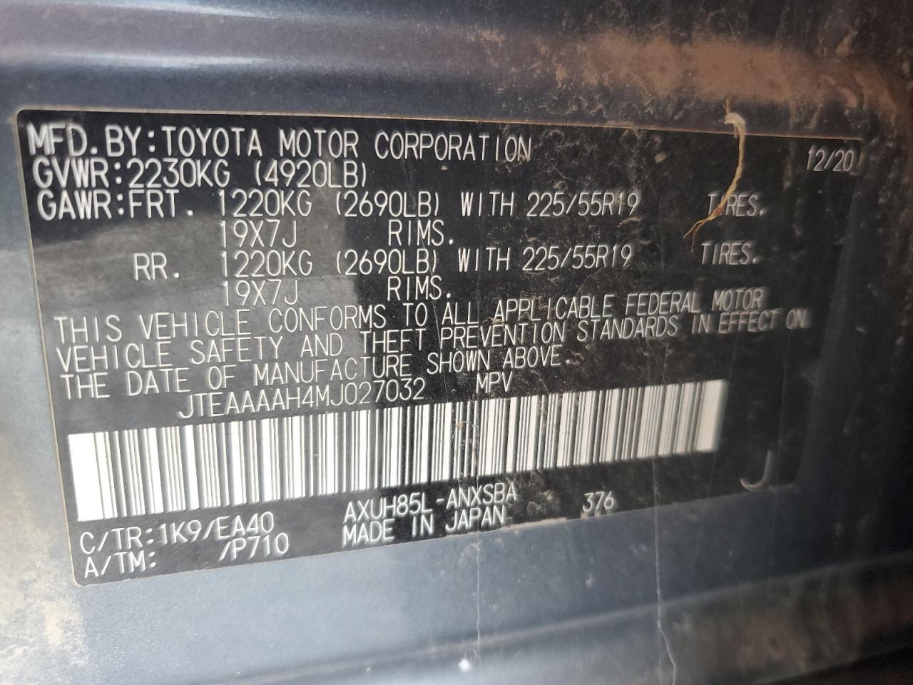 2021 TOYOTA VENZA