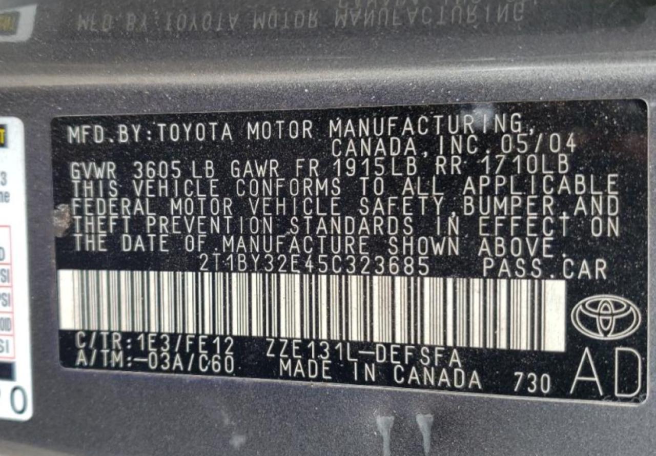 2005 TOYOTA COROLLA