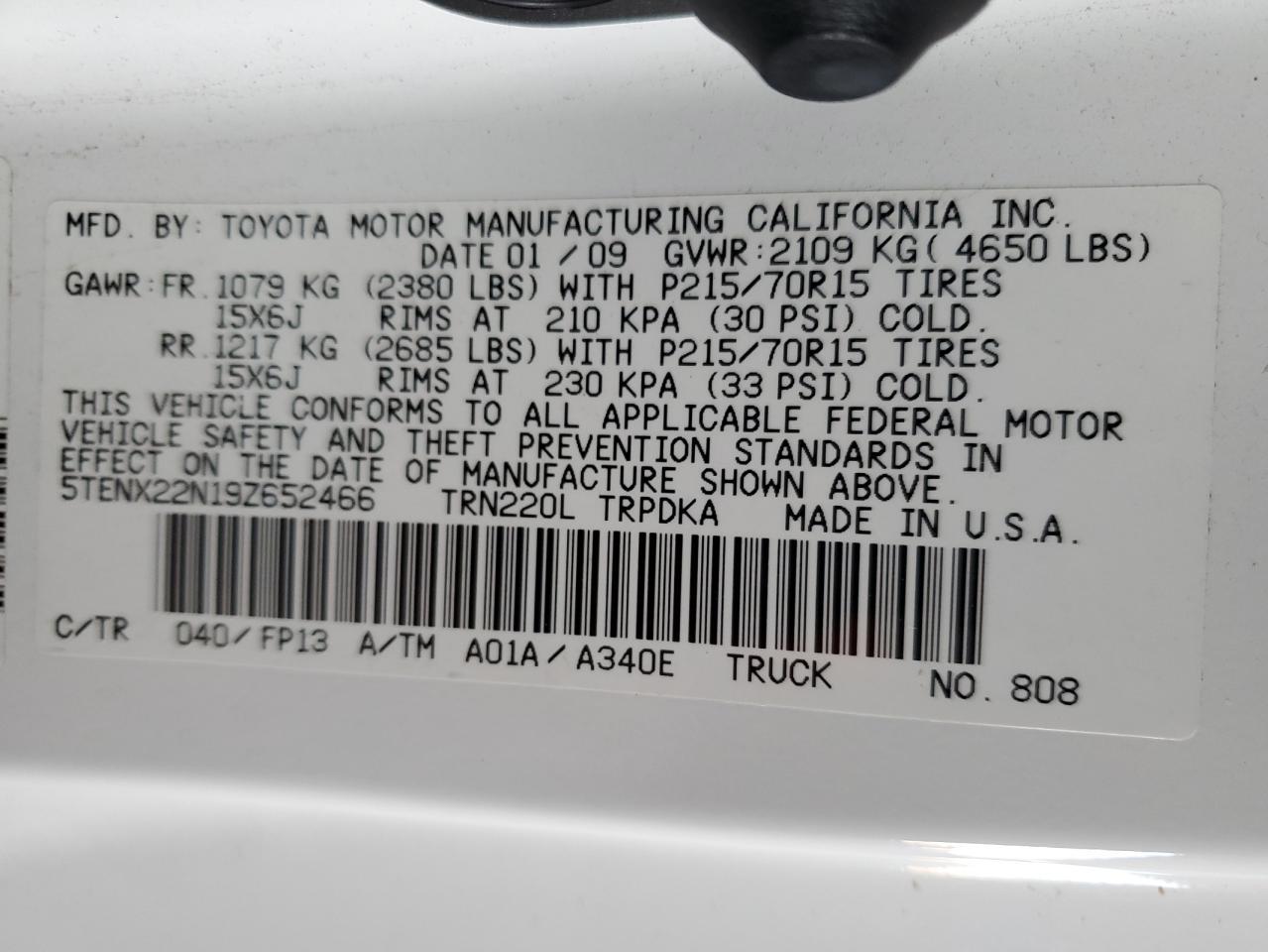 2009 TOYOTA TACOMA