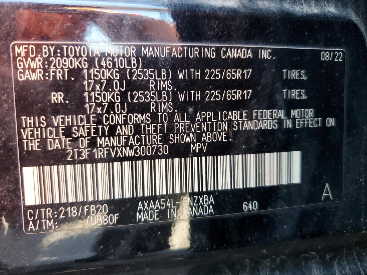 2022 TOYOTA RAV4