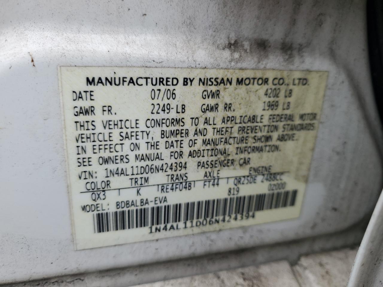 2006 NISSAN ALTIMA